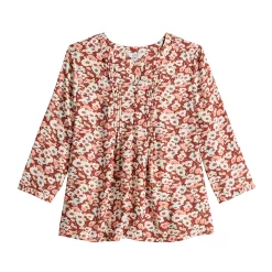 Petite Croft & Barrow® Splitneck Pintuck Blouse -Outlet Croft & Barrow Store 5776399 ALT5