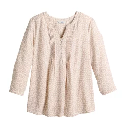 Women's Croft & Barrow® Splitneck Pintuck Blouse -Outlet Croft & Barrow Store 5777321 ALT5