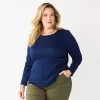 Plus Size Croft & Barrow® Cable Jacquard Top