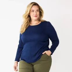 Plus Size Croft & Barrow® Cable Jacquard Top