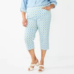 Plus Size Croft & Barrow® Effortless Stretch Capri Pants -Outlet Croft & Barrow Store 5790311 Blue Tile