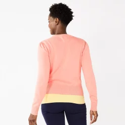 Women's Croft & Barrow® Crewneck Puff Sleeve Cardigan -Outlet Croft & Barrow Store 5795189 ALT