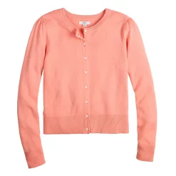 Women's Croft & Barrow® Crewneck Puff Sleeve Cardigan -Outlet Croft & Barrow Store 5795189 ALT2