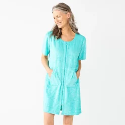 Women's Croft & Barrow® Short Sleeve French Terry Zip Robe 10 Women's Croft & Barrow® Short Sleeve French Terry Zip Robe -Outlet Croft & Barrow Store 5796661 Aqua Shore