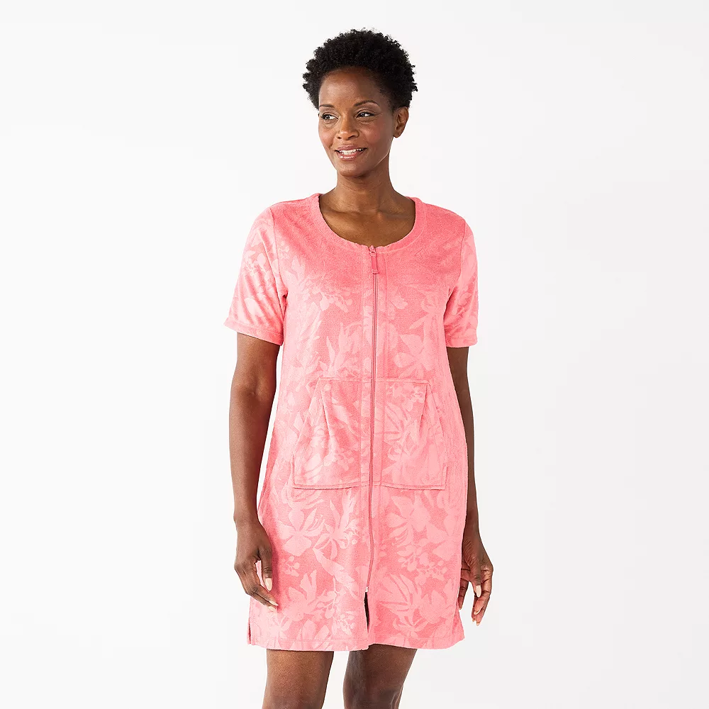 Women's Croft & Barrow® Short Sleeve French Terry Zip Robe 1 Women's Croft & Barrow® Short Sleeve French Terry Zip Robe