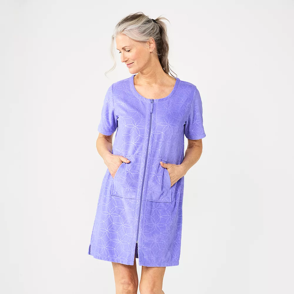 Women's Croft & Barrow® Short Sleeve French Terry Zip Robe 2 Women's Croft & Barrow® Short Sleeve French Terry Zip Robe - Image 2