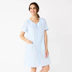 Women's Croft & Barrow® Short Sleeve Woven Zip Duster 10 Women's Croft & Barrow® Short Sleeve Woven Zip Duster -Outlet Croft & Barrow Store 5796842 Blue Checks