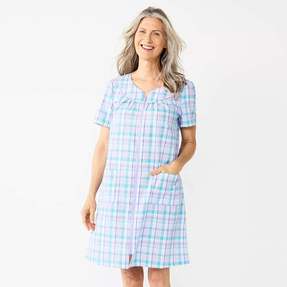 Women's Croft & Barrow® Short Sleeve Woven Zip Duster 3 Women's Croft & Barrow® Short Sleeve Woven Zip Duster - Image 3