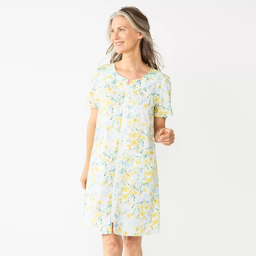 Women's Croft & Barrow® Short Sleeve Woven Zip Duster 2 Women's Croft & Barrow® Short Sleeve Woven Zip Duster - Image 2