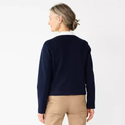 Women's Croft & Barrow® Collarless Knit Jacket -Outlet Croft & Barrow Store 5800846 ALT
