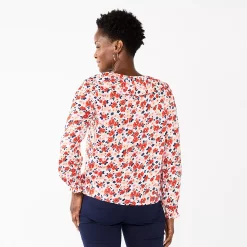 Women's Croft & Barrow® Ruffle Neck Blouse -Outlet Croft & Barrow Store 5800880 ALT