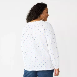 Plus Size Croft & Barrow® Raglan Sleeve Ruffle Neck Top -Outlet Croft & Barrow Store 5801479 ALT