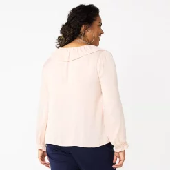 Plus Size Croft & Barrow® Ruffle Neck Blouse -Outlet Croft & Barrow Store 5801607 ALT