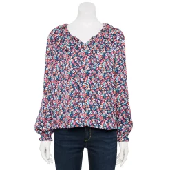 Petite Croft & Barrow® Ruffle Neck Blouse