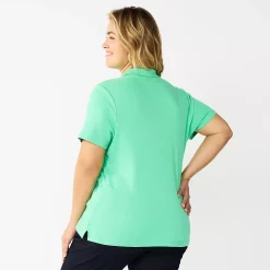 Plus Size Croft & Barrow® Short Sleeve Y-Neck Polo Top -Outlet Croft & Barrow Store 5808738 ALT