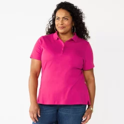 Plus Size Croft & Barrow® Short Sleeve Y-Neck Polo Top -Outlet Croft & Barrow Store 5808738 Pink