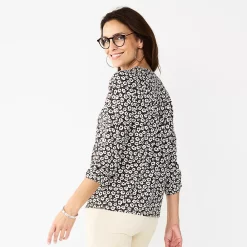 Women's Croft & Barrow® Shirred Knit Top -Outlet Croft & Barrow Store 5809438 ALT