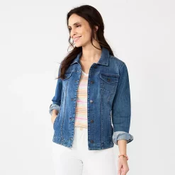 Women's Croft & Barrow® Button-Front Denim Jacket -Outlet Croft & Barrow Store 5809492 Medium Wash