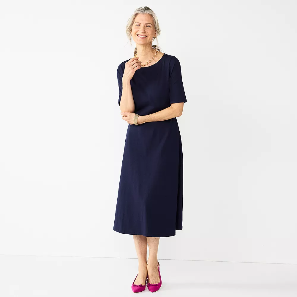 Women's Croft & Barrow® Fit & Flare Midi Dress 1 Women's Croft & Barrow® Fit & Flare Midi Dress