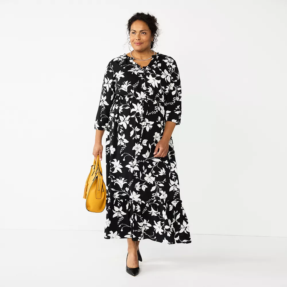 Plus Size Croft & Barrow® Ruffle Hem Maxi Dress 1 Plus Size Croft & Barrow® Ruffle Hem Maxi Dress