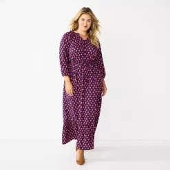 Plus Size Croft & Barrow® Ruffle Hem Maxi Dress 5 Plus Size Croft & Barrow® Ruffle Hem Maxi Dress -Outlet Croft & Barrow Store 5812986 Navy Pink Geometric