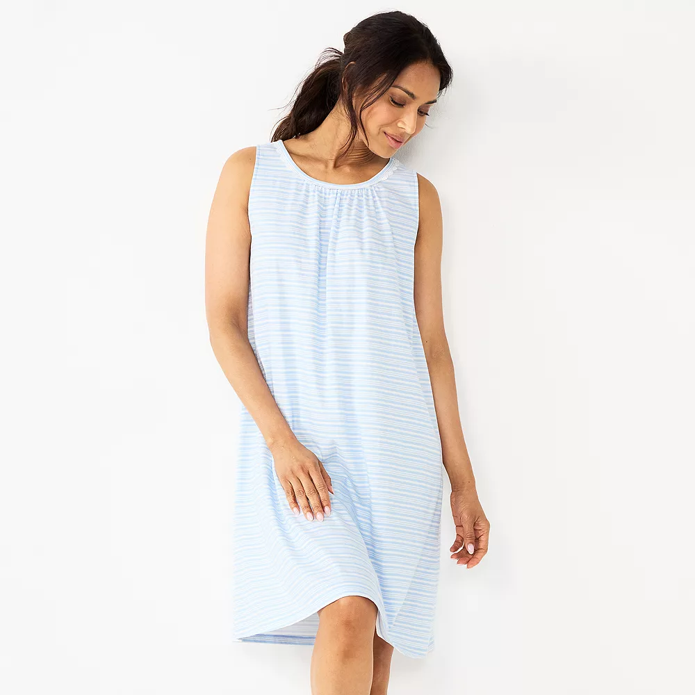 Women's Croft & Barrow® Sleeveless Cotton Nightgown 1 Women's Croft & Barrow® Sleeveless Cotton Nightgown