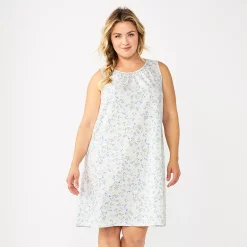 Plus Size Croft & Barrow® Sleeveless Cotton Nightgown -Outlet Croft & Barrow Store 5851219 White Buds