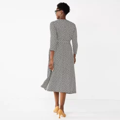 Women's Croft & Barrow® V-Neck Midi Dress -Outlet Croft & Barrow Store 5855106 ALT