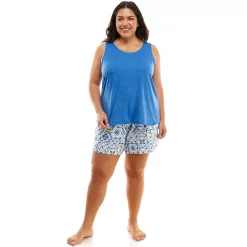 Women's Croft & Barrow® Luxe Pajama Tank & Pajama Shorts Sleep Set -Outlet Croft & Barrow Store 5881863 Lemon Tile