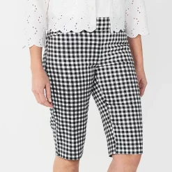 Women's Croft & Barrow® Effortless Stretch Skimmer Shorts -Outlet Croft & Barrow Store 5929121 Black Gingham