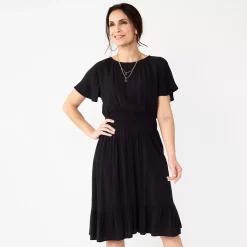 Women's Croft & Barrow® Flutter Sleeve Dress -Outlet Croft & Barrow Store 5929703 Black