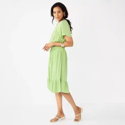 Women's Croft & Barrow® Flutter Sleeve Dress -Outlet Croft & Barrow Store 5929703 Green