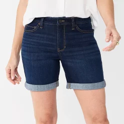 Women's Croft & Barrow® Functional Waist Denim Shorts -Outlet Croft & Barrow Store 5934037 Dark Wash