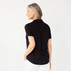 Women's Croft & Barrow® Woven Camp Shirt -Outlet Croft & Barrow Store 5949460 ALT