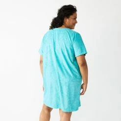 Plus Size Croft & Barrow® Short Sleeve French Terry Zip Robe -Outlet Croft & Barrow Store 5972233 ALT