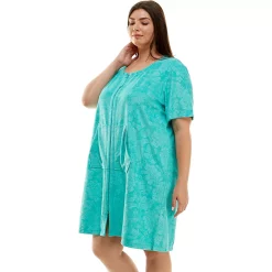 Plus Size Croft & Barrow® Short Sleeve French Terry Zip Robe -Outlet Croft & Barrow Store 5972233 ALT2