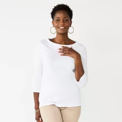 Women's Croft & Barrow® Boatneck Top -Outlet Croft & Barrow Store 6120225 White