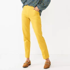 Women's Croft & Barrow® Effortless Stretch Pull-On Mid-Rise Straight-Leg Pants -Outlet Croft & Barrow Store 6142232 Gold